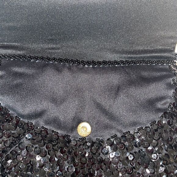Vintage La Regale Black Sequin Beaded Evening Bag - Picture 11 of 12